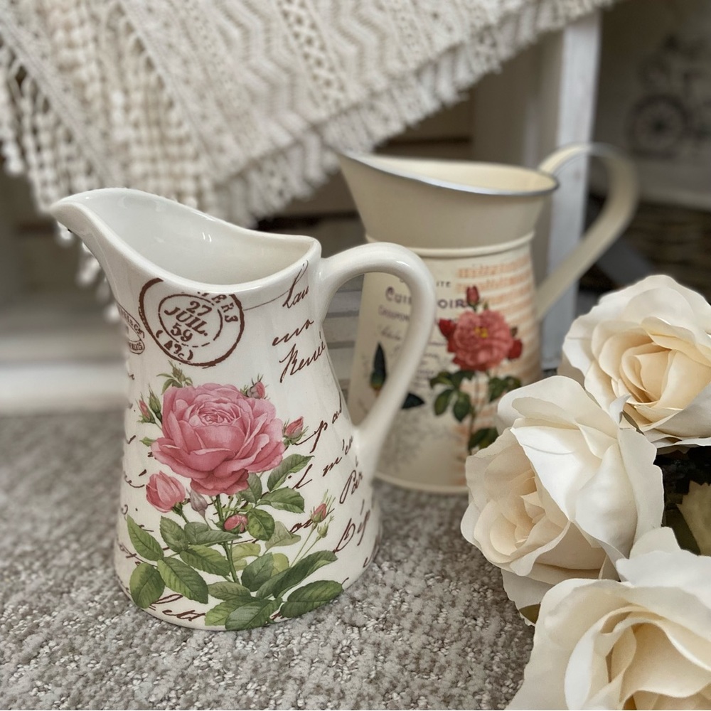 Set of 2 Vintage Look Small Water Pitchers